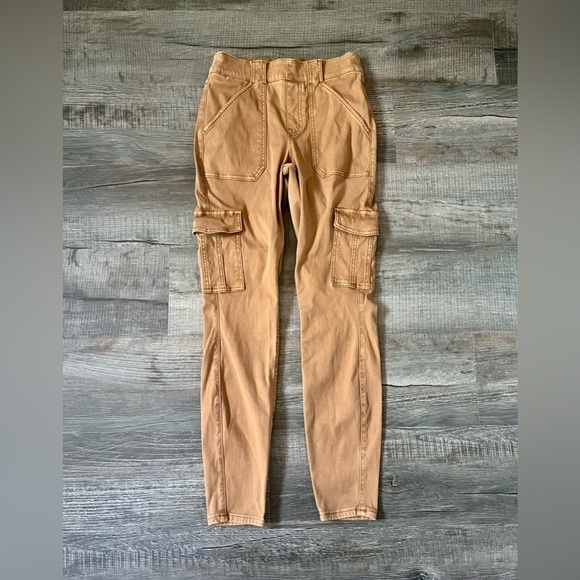 SPANX Stretch Twill Ankle Cargo Pant Medium Honey Glow Utility Pants Brown Tan - Picture 5 of 7